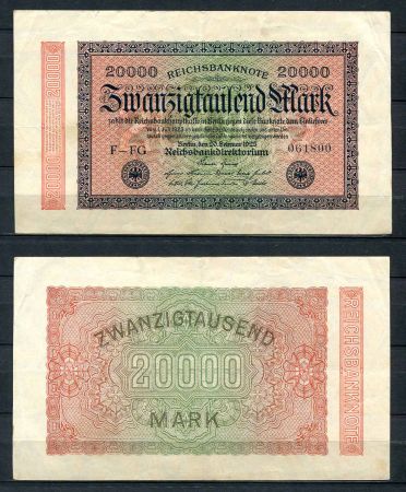 ГЕРМАНИЯ 1923г. P# 85b / 20000 МАРОК XF