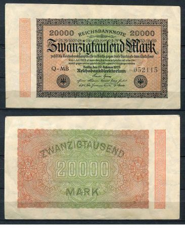 ГЕРМАНИЯ 1923г. P# 85b / 20000 МАРОК XF