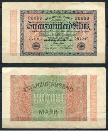 ГЕРМАНИЯ 1923г. P# 85b / 20000 МАРОК XF