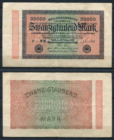 ГЕРМАНИЯ 1923г. P# 85b / 20000 МАРОК XF