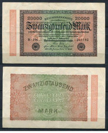 ГЕРМАНИЯ 1923г. P# 85b / 20000 МАРОК XF