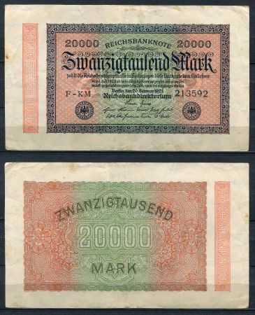 ГЕРМАНИЯ 1923г. P# 85b / 20000 МАРОК VF