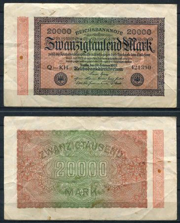 ГЕРМАНИЯ 1923г. P# 85b / 20000 МАРОК VF