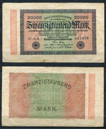 ГЕРМАНИЯ 1923г. P# 85b / 20000 МАРОК VF