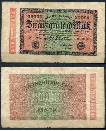 ГЕРМАНИЯ 1923г. P# 85b / 20000 МАРОК VF