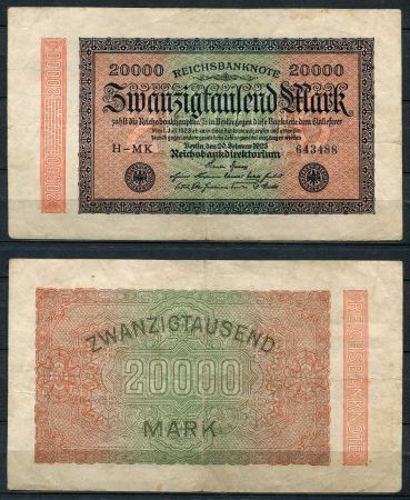 ГЕРМАНИЯ 1923г. P# 85b / 20000 МАРОК VF