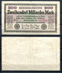 ГЕРМАНИЯ 1923г. 7-й выпуск P# 121a / 200 млрд. МАРОК VF+