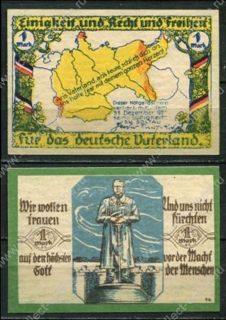 Германия • Зольтау 1921 г. • 1 марка • карта • памятник • нотгельд • UNC пресс 