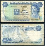 Бермуды 1970 г. • P# 23a • 1 доллар • Елизавета II • парусная яхта • регулярный выпуск • F-VF