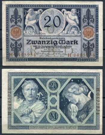 ГЕРМАНИЯ 1915г. P# 63 / 20 МАРОК / XF