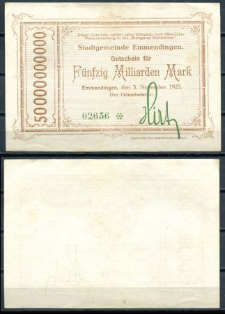 ЭММЕНДИНГЕН 1923г. 50 млрд. МАРОК / UNC