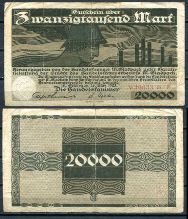 Германия • Гладбах 1923 г. • 20000 марок • F-VF