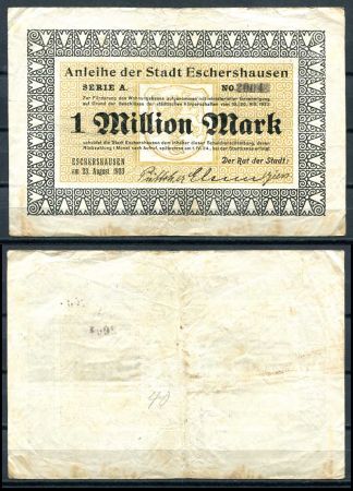 ЭШЕРСХАУЗЕН 1923г. 1 млн. МАРОК / VF-