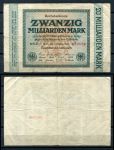 Германия 1923 г. • P# 118a • 20 миллиардов марок • в.з. "G/D" • VF