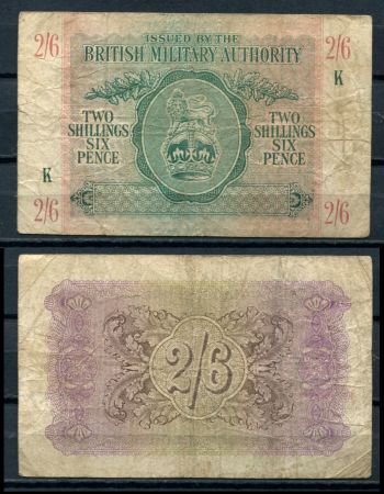 БРИТАНСКИЕ ВС В АФРИКЕ (BMA) 1943г. P# M3 / 2 ШИЛЛИНГА и 6 ПЕНСОВ / F-VF