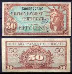 США 1961 - 1964 гг. • P# M46 • 50 центов • серия 591 • Статуя Свободы • армейский чек • F- ®