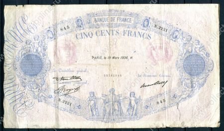 Франция 1936 г. (19.03) • P# 66m • 500 франков • регулярный выпуск • F-