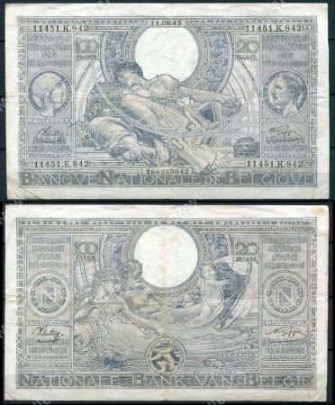 Бельгия 1943 г. (11,08) • P# 112 • 100 франков • регулярный выпуск • XF-