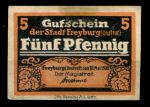 Фрайбург Германия 1920г. / 5 пф. / вид города / UNC-