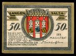 Лангензальца Германия 1921г. / 50 пф. / военная сценка / AUNC+