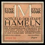 Гамельн Германия 1921г. / 1 марка / старинная сценка / UNC пресс