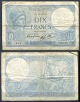 Франция 1941 г. (2-1) • P# 84 • 10 франков • богиня Минерва • крестьянка • регулярный выпуск • VF-