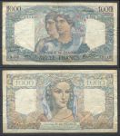 Франция 1946 г. (12-09) • P# 130a • 1000 франков • богиня Минерва • регулярный выпуск • F-VF*