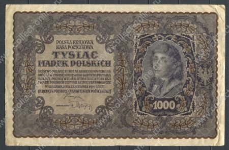 Польша 1919 г. • P# 29 • 1000 марок • Тадеуш Косцюшко • регулярный выпуск • AU*