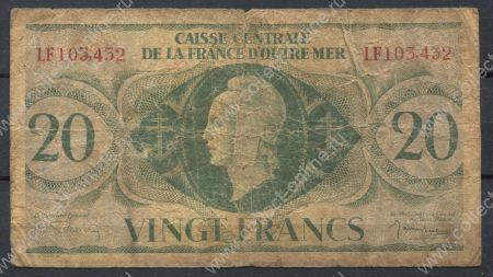 Французская Экваториальная Африка 1944 г. • P# 17b • 20 франков • регулярный выпуск • VG+