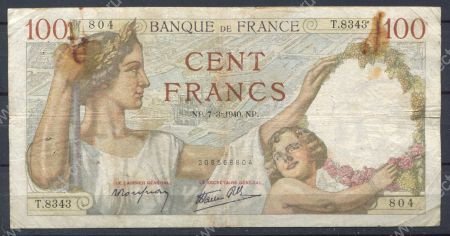 Франция 1940 г. (NP 7.3) • P# 94 • 100 франков • Максимильен де Бетюн • регулярный выпуск • F*