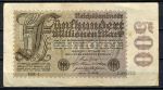 Германия 1923 г. • P# 110d • 500 млн. марок • регулярный выпуск • XF-