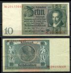 Германия 1929 г. • P# 180a • 10 рейхсмарок • в.з. портрет • Альбрехт Даниель Тэер • регулярный выпуск • XF-