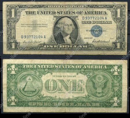 США 1957 г. • P# 419 • 1 доллар • Джордж Вашингтон • серебряный сертификат • F