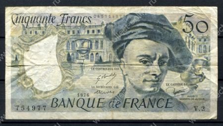Франция 1976 г. • P# 152a • 50 франков • Морис Кантен де Латур • регулярный выпуск • F-VF*