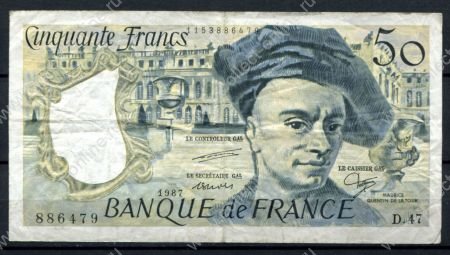 Франция 1987 г. • P# 152c • 50 франков • Морис Кантен де Латур • регулярный выпуск • VF+