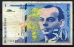 Франция 1992 г. • P# 157a • 50 франков • Антуан де Сент-Экзюпери • регулярный выпуск • F-VF ( кат. - $50 )