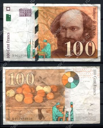 Франция 1998 г. • P# 158 • 100 франков • Поль Сезанн • регулярный выпуск • VF
