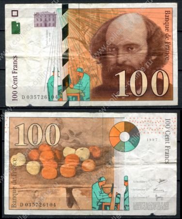 Франция 1997 г. • P# 158 • 100 франков • Поль Сезанн • регулярный выпуск • VF*