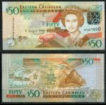 Восточные Карибы 2008 г. • P# 50 • 50 долларов • Елизавета II • форт Бримстон • серия SF • UNC пресс ( кат. - $ 100 )