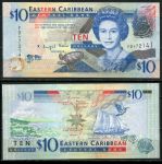 Восточные Карибы 2008 г. • P# 48 • 10 долларов • Елизавета II • парусник • серия FD • UNC пресс ( кат. - $18 )