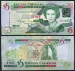 Восточные Карибы 2008 г. • P# 47 • 5 долларов • Елизавета II • адмиральский дом, водопад • серия AC • UNC пресс ( кат. - $11 )
