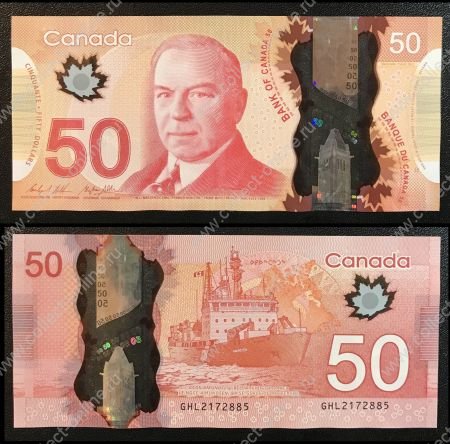 Канада 2012 г. • P# 109b • 50 долларов • пластик • Маккензи Кинг • ледокол • регулярный выпуск • Wilkins - Poloz • XF+