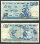 Зимбабве 1983 г. • P# 1b • 2 доллара • водяной буйвол • AA регулярный выпуск • VF