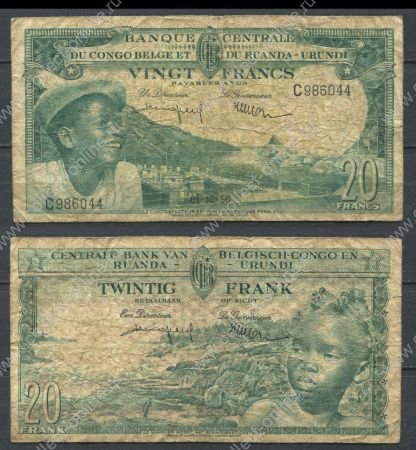 Бельгийское Конго 1956 г. (1-12) • P# 31 • 20 франков • дети • регулярный выпуск • F-