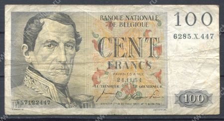 Бельгия 1954 г.(30.01) • P# 129b • 100 франков • Леопольд I • регулярный выпуск • F-VF