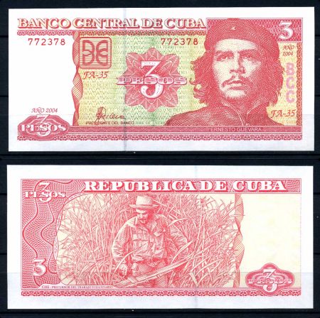 Куба 2004г. P# 127 • 3 песо. Эрнесто Че Гевара • регулярный выпуск • памятный выпуск • UNC пресс