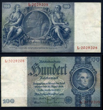 ГЕРМАНИЯ 1935г. 100 МАРОК AUNC ПРЕСС