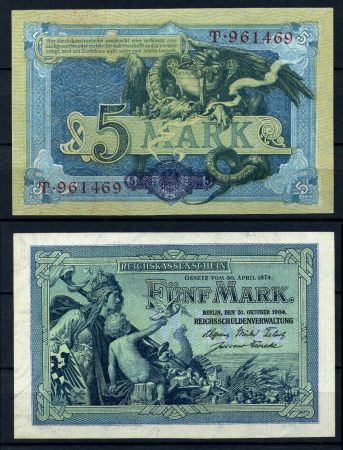 ГЕРМАНИЯ 1904г. P#8a / 5 МАРОК № - 6 ЦИФР UNC ПРЕСС