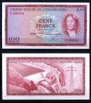 Люксембург 1963 г. • P# 52 • 100 франков • герцогиня Шарлотта • регулярный выпуск • UNC пресс