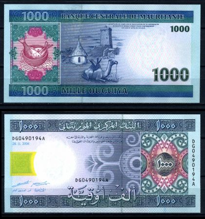 МАВРИТАНИЯ 2006г. P# 13 / 1000 ОЮГУЙ UNC ПРЕСС / ФАУНА